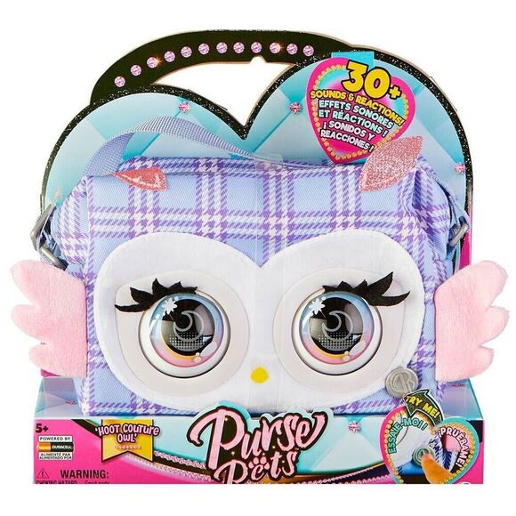 Spin Master Other - PURSE PETS by Spin Master Hoot Couture Owl 30+ Sounds & Reactions Purple Plaid